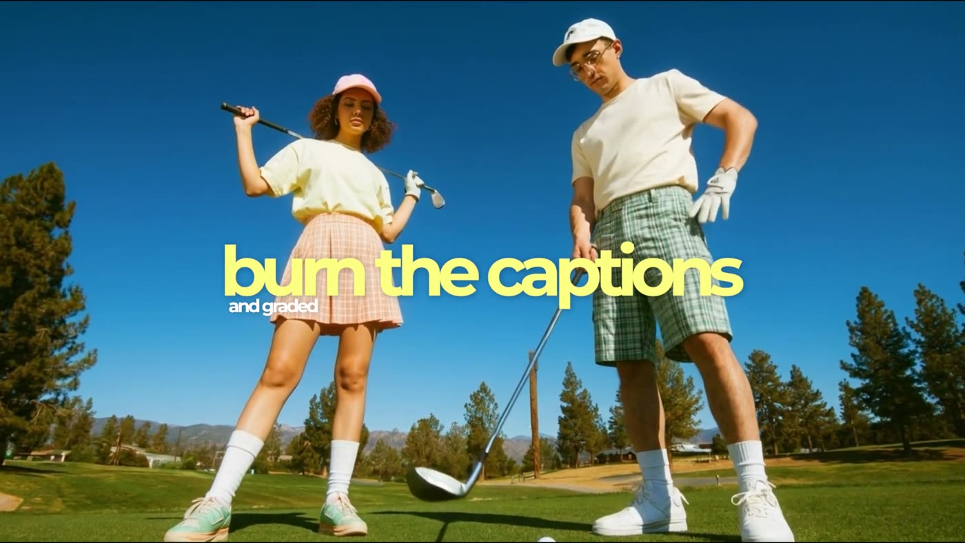 Two vintage golfers on a blue-sky course